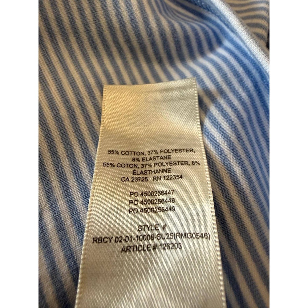 Sunday Best Aritzia Womens Blue White Striped Ribbed Crew Neck T-Shirt Size L - Picture 4 of 5